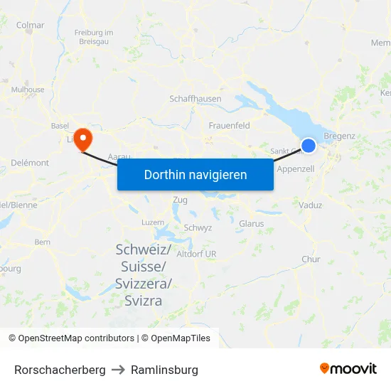 Rorschacherberg to Ramlinsburg map