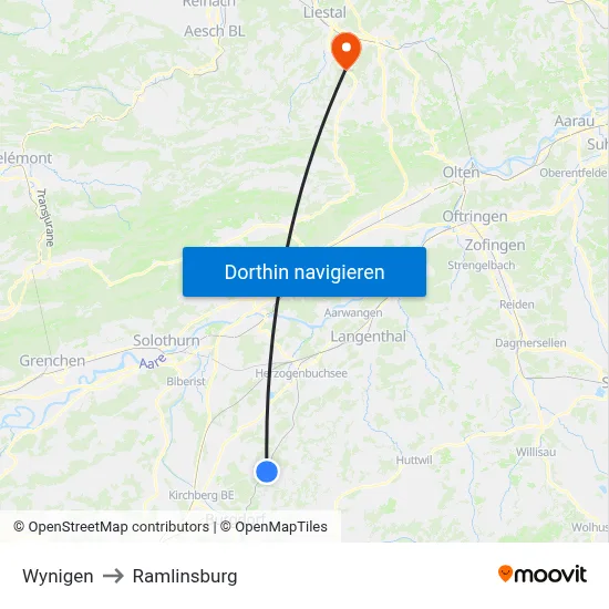 Wynigen to Ramlinsburg map
