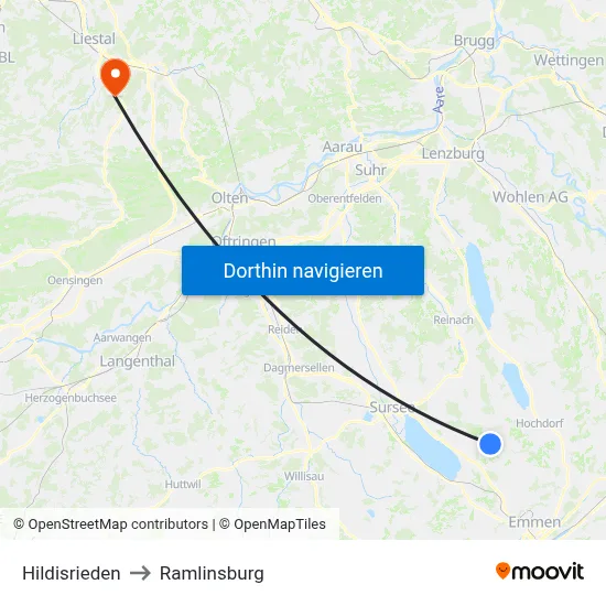 Hildisrieden to Ramlinsburg map