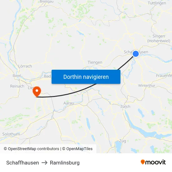 Schaffhausen to Ramlinsburg map