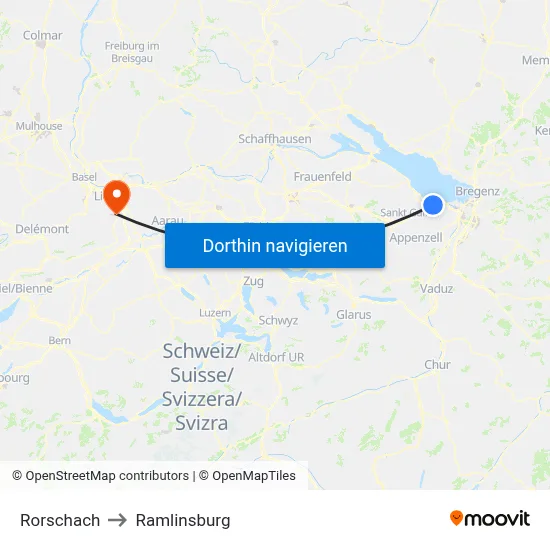 Rorschach to Ramlinsburg map