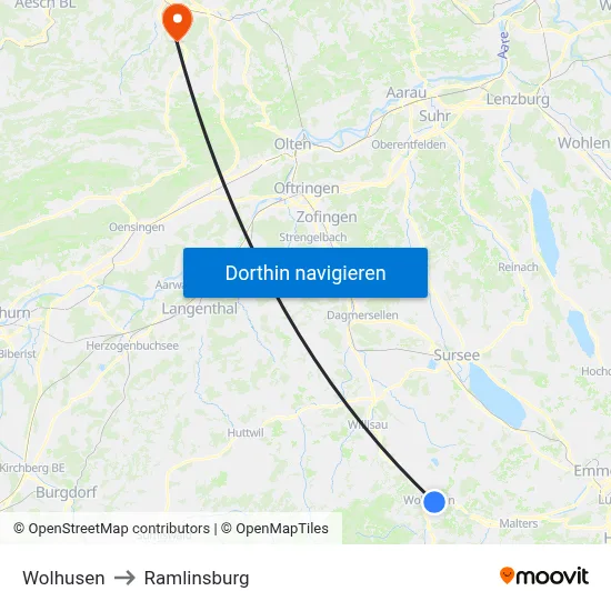 Wolhusen to Ramlinsburg map