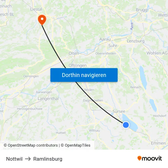 Nottwil to Ramlinsburg map