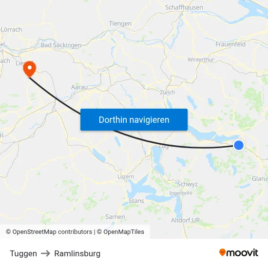 Tuggen to Ramlinsburg map