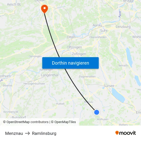 Menznau to Ramlinsburg map