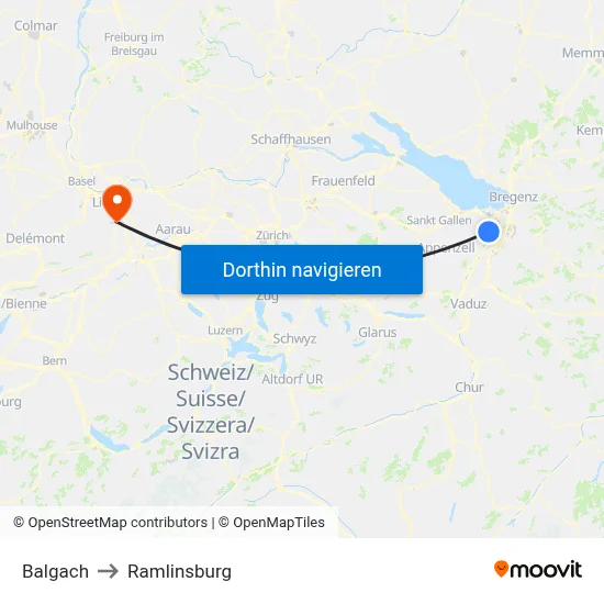 Balgach to Ramlinsburg map