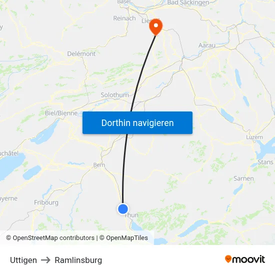Uttigen to Ramlinsburg map