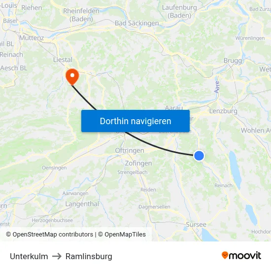 Unterkulm to Ramlinsburg map