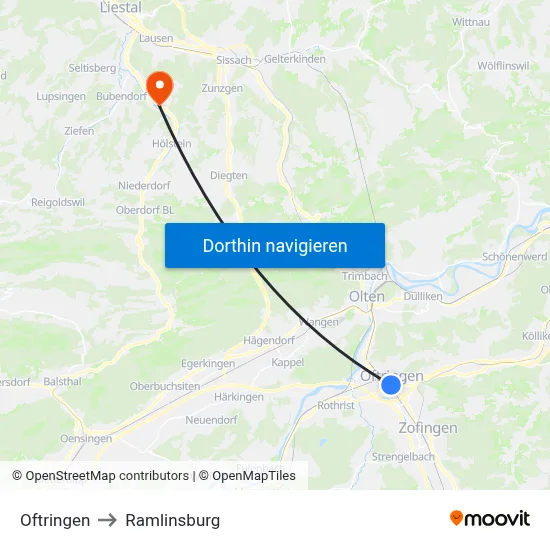 Oftringen to Ramlinsburg map