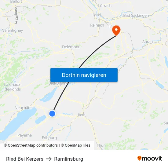 Ried Bei Kerzers to Ramlinsburg map