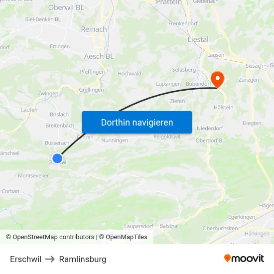 Erschwil to Ramlinsburg map
