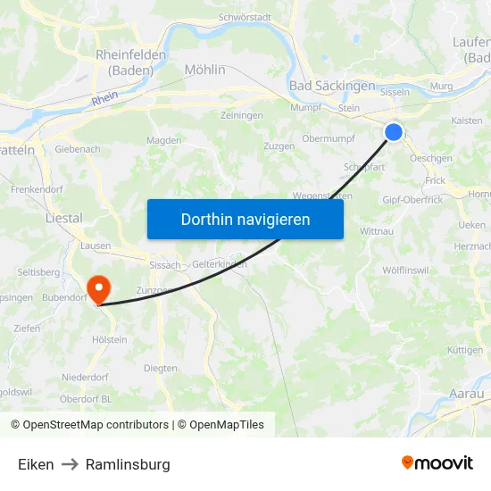 Eiken to Ramlinsburg map