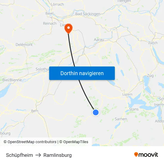 Schüpfheim to Ramlinsburg map