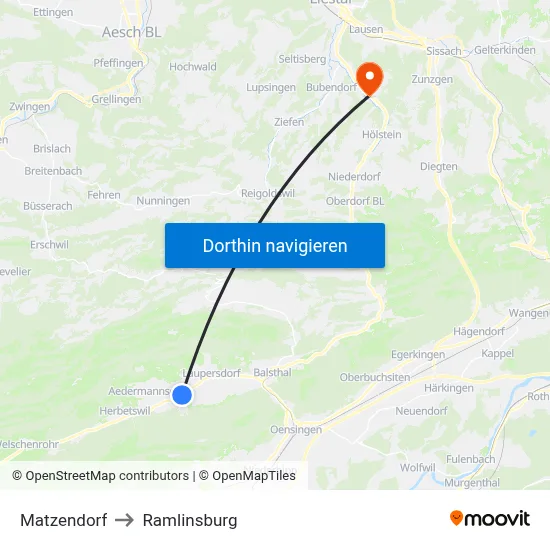 Matzendorf to Ramlinsburg map
