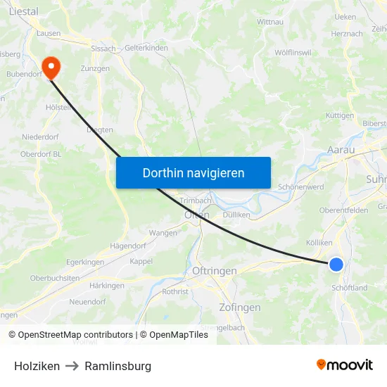 Holziken to Ramlinsburg map