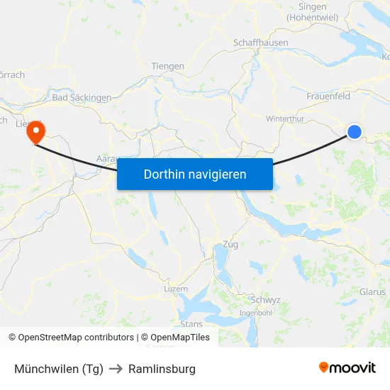 Münchwilen (Tg) to Ramlinsburg map