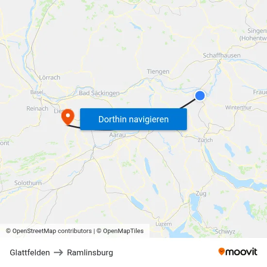 Glattfelden to Ramlinsburg map