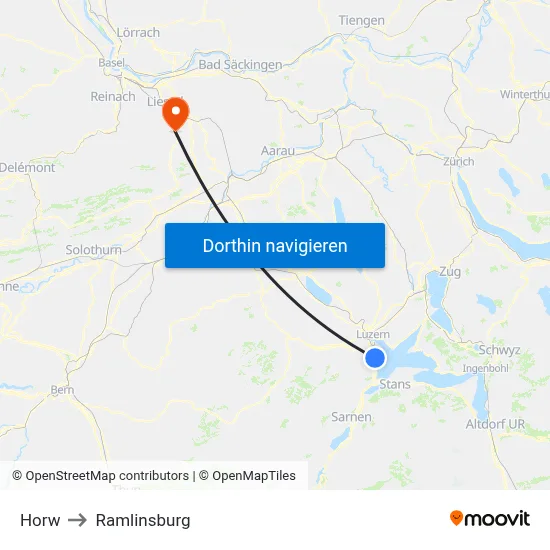 Horw to Ramlinsburg map