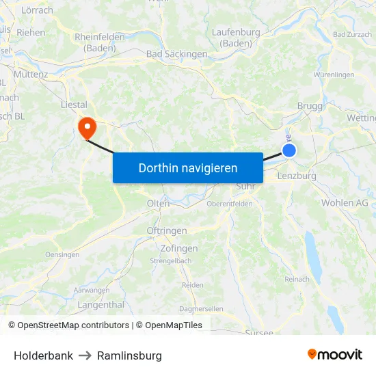 Holderbank to Ramlinsburg map