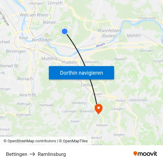 Bettingen to Ramlinsburg map