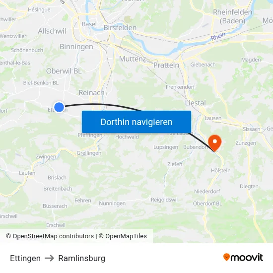 Ettingen to Ramlinsburg map