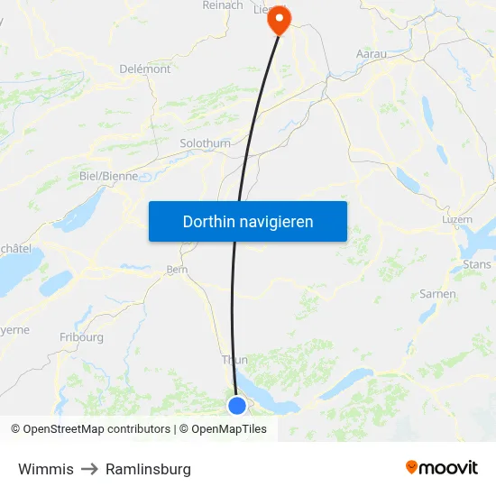 Wimmis to Ramlinsburg map