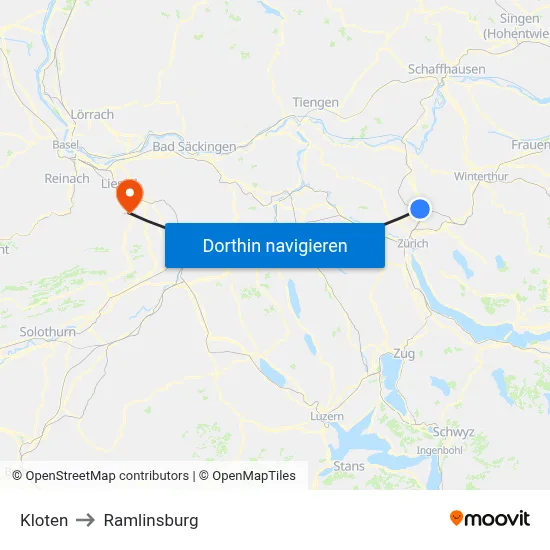 Kloten to Ramlinsburg map