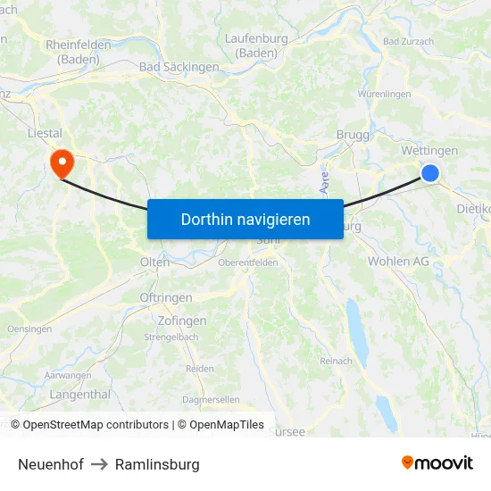 Neuenhof to Ramlinsburg map