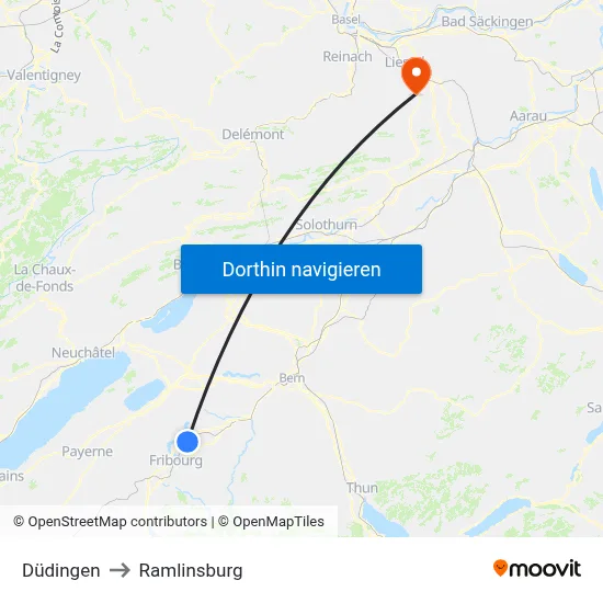 Düdingen to Ramlinsburg map