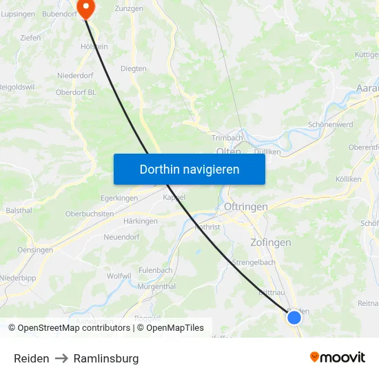 Reiden to Ramlinsburg map
