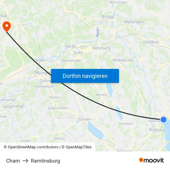 Cham to Ramlinsburg map