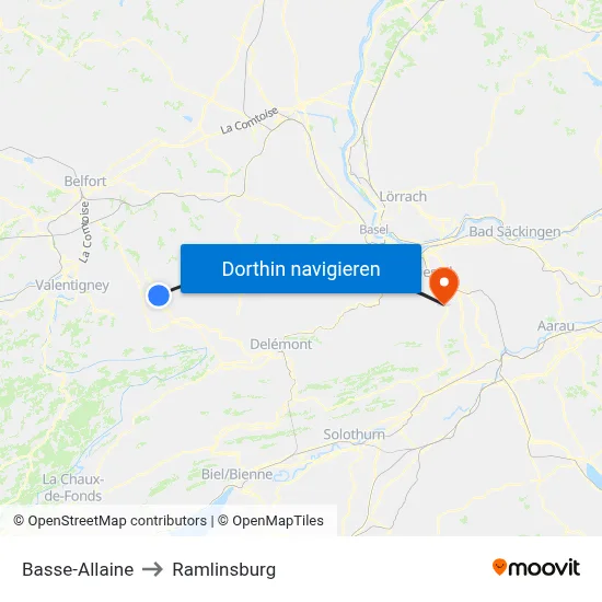 Basse-Allaine to Ramlinsburg map
