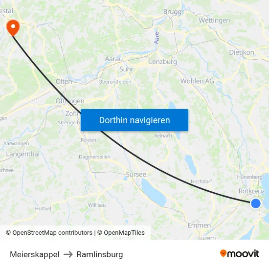 Meierskappel to Ramlinsburg map