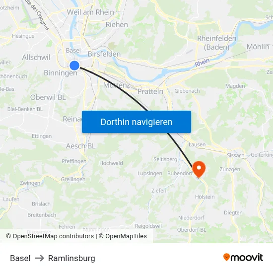 Basel to Ramlinsburg map