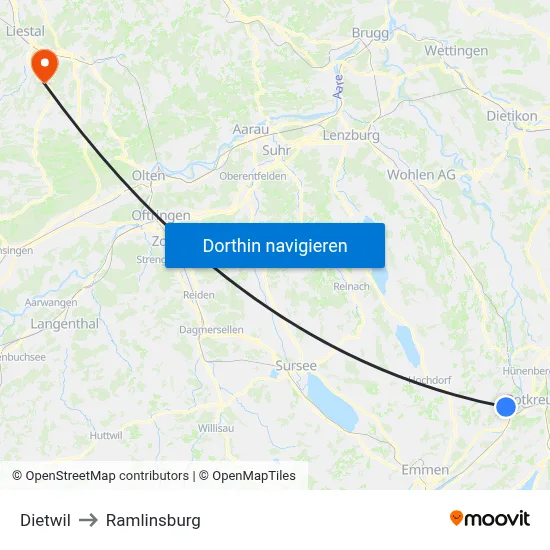 Dietwil to Ramlinsburg map