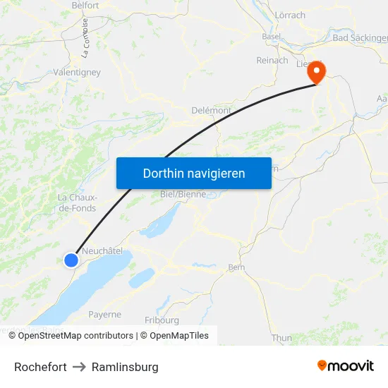 Rochefort to Ramlinsburg map