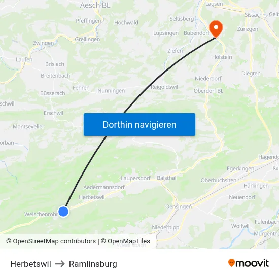 Herbetswil to Ramlinsburg map