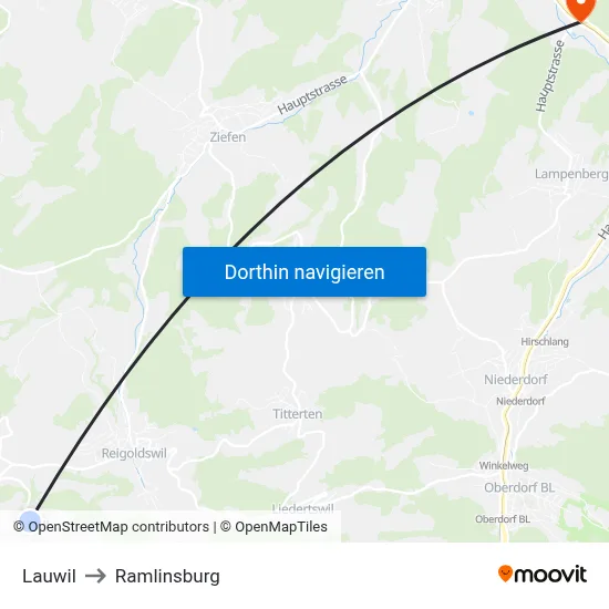 Lauwil to Ramlinsburg map
