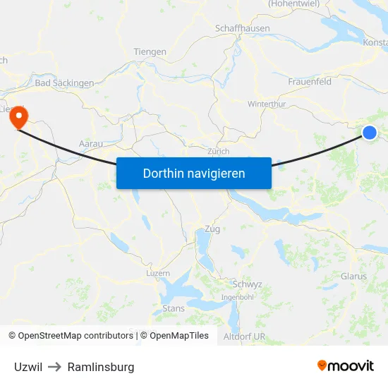 Uzwil to Ramlinsburg map