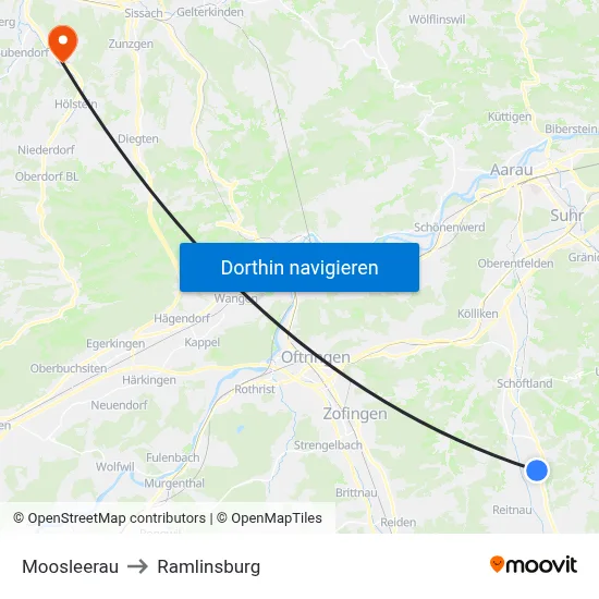Moosleerau to Ramlinsburg map