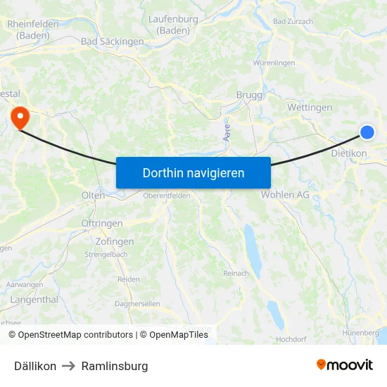 Dällikon to Ramlinsburg map