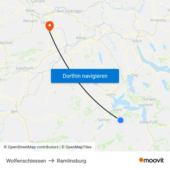 Wolfenschiessen to Ramlinsburg map
