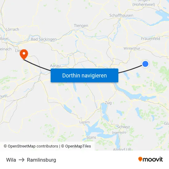 Wila to Ramlinsburg map