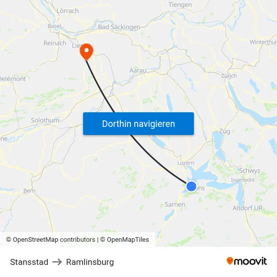 Stansstad to Ramlinsburg map