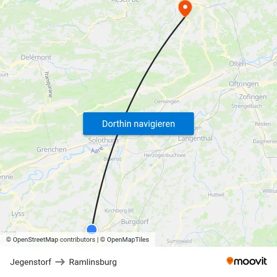 Jegenstorf to Ramlinsburg map