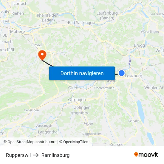Rupperswil to Ramlinsburg map