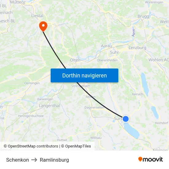Schenkon to Ramlinsburg map