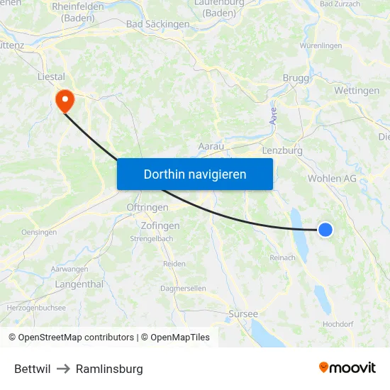 Bettwil to Ramlinsburg map