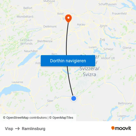 Visp to Ramlinsburg map