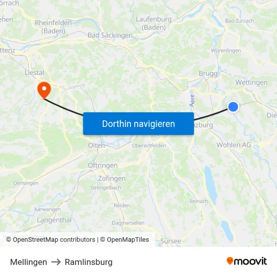Mellingen to Ramlinsburg map
